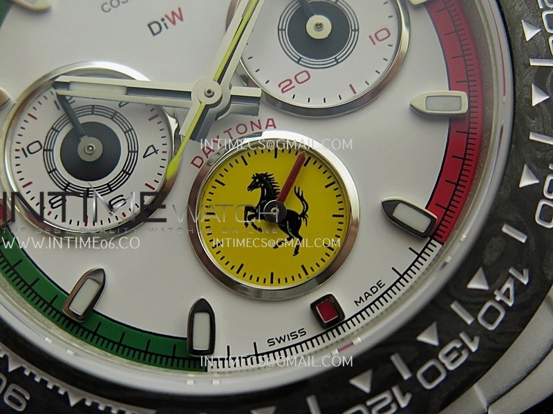 Daytona DIW Ferrari White Carbon SONIC 1:1 Best Edition White Dial On Black Nylon Strap SA4130