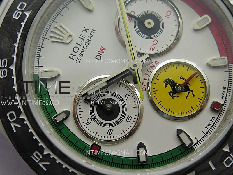 Daytona DIW Ferrari White Carbon SONIC 1:1 Best Edition White Dial On Black Nylon Strap SA4130