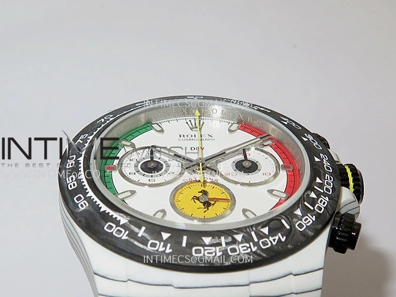 Daytona DIW Ferrari White Carbon SONIC 1:1 Best Edition White Dial On Black Nylon Strap SA4130
