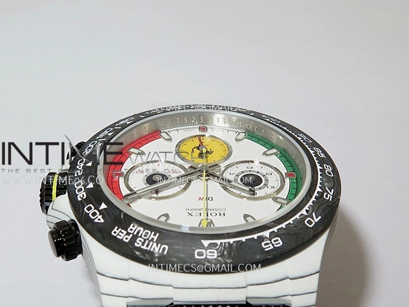 Daytona DIW Ferrari White Carbon SONIC 1:1 Best Edition White Dial On Black Nylon Strap SA4130