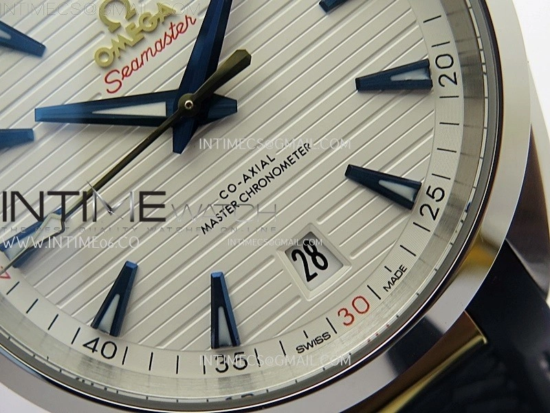 Aqua Terra 150M Master Chronometers N1F Best Edition White Textured Dial Blue Markers on Blue Rubber Strap A8900