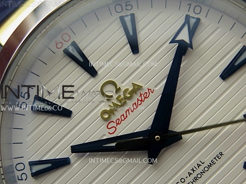 Aqua Terra 150M Master Chronometers N1F Best Edition White Textured Dial Blue Markers on Blue Rubber Strap A8900