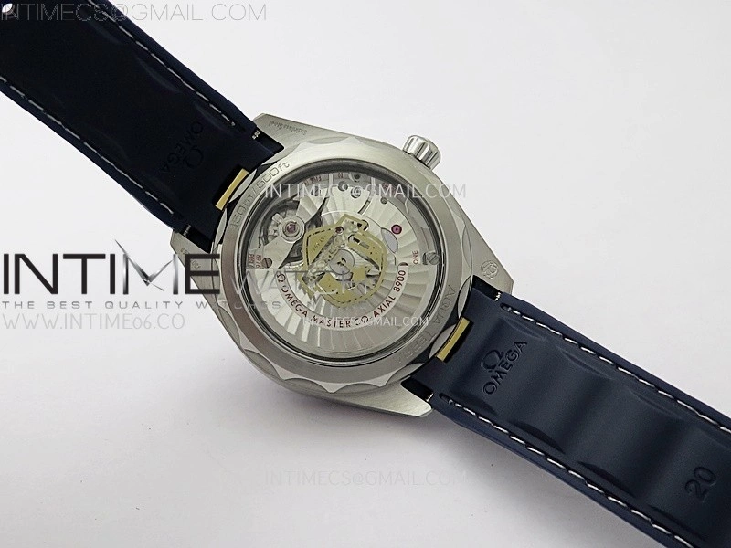 Aqua Terra 150M Master Chronometers N1F Best Edition White Textured Dial Blue Markers on Blue Rubber Strap A8900