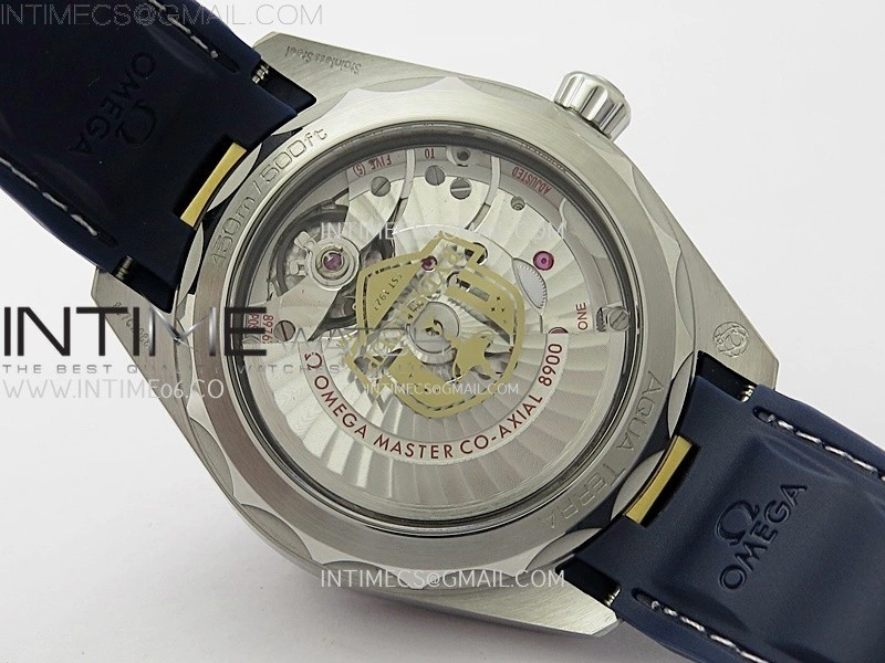 Aqua Terra 150M Master Chronometers N1F Best Edition White Textured Dial Blue Markers on Blue Rubber Strap A8900