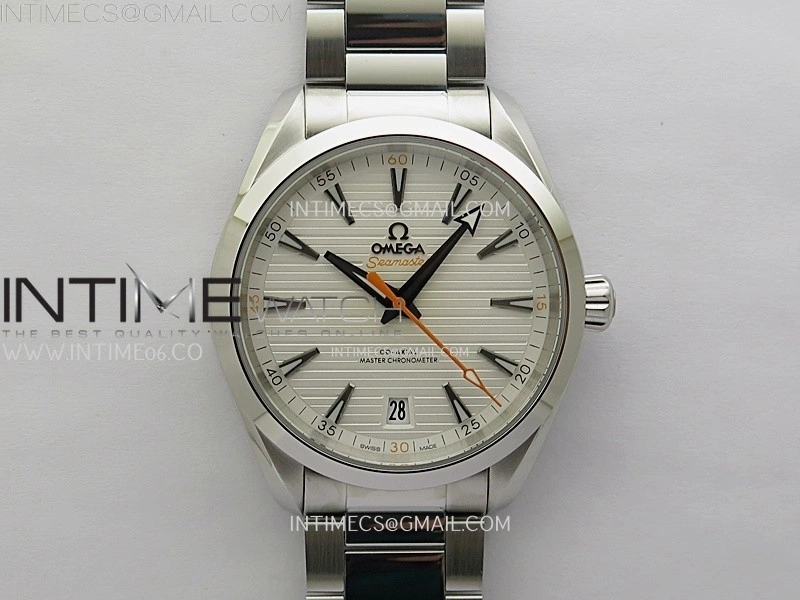 Aqua Terra 150M Master Chronometers N1F Best Edition White Textured Dial Orange Second Hand on SS Bracelet A8900
