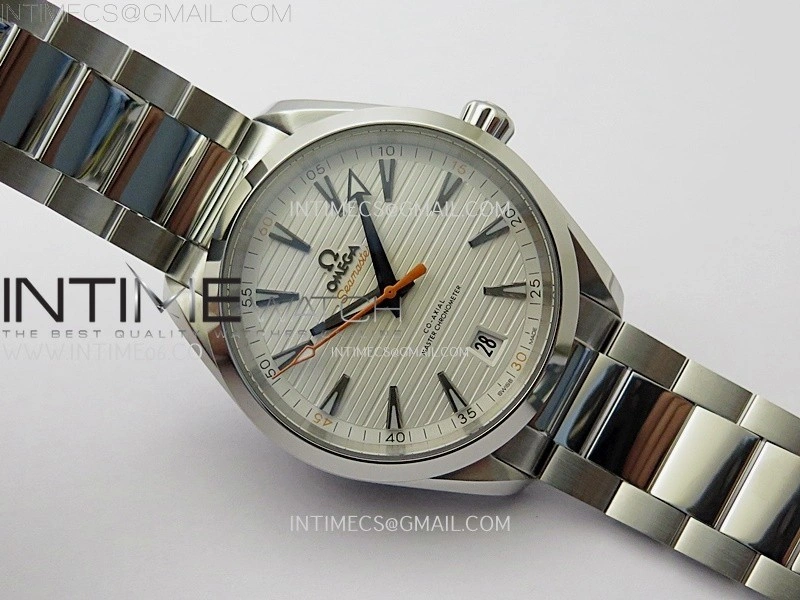 Aqua Terra 150M Master Chronometers N1F Best Edition White Textured Dial Orange Second Hand on SS Bracelet A8900