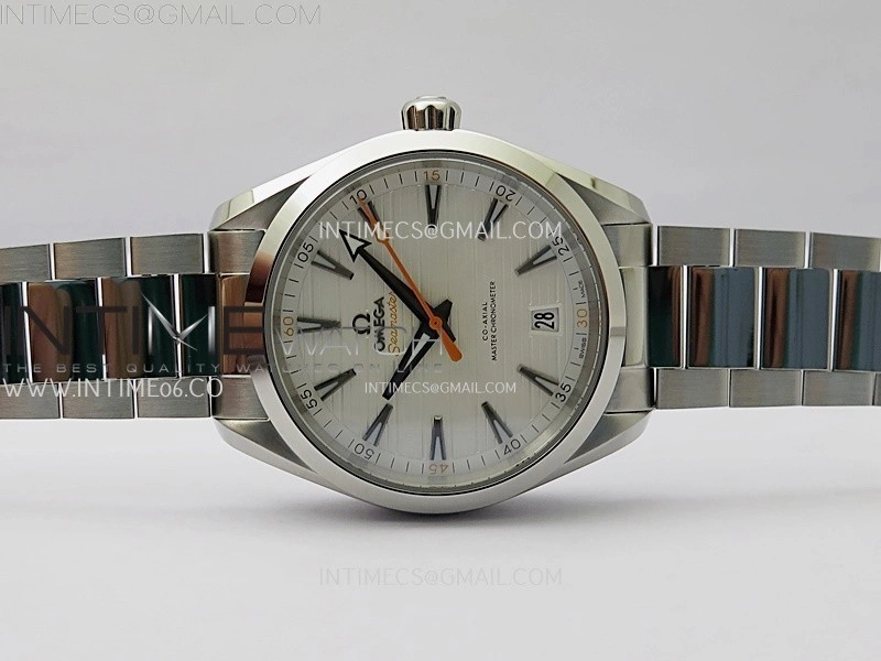 Aqua Terra 150M Master Chronometers N1F Best Edition White Textured Dial Orange Second Hand on SS Bracelet A8900