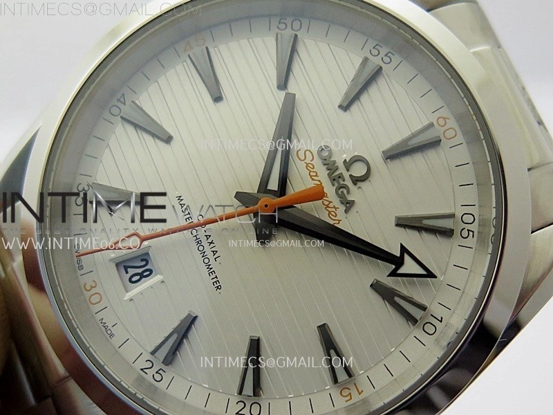 Aqua Terra 150M Master Chronometers N1F Best Edition White Textured Dial Orange Second Hand on SS Bracelet A8900