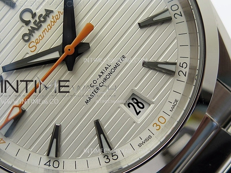 Aqua Terra 150M Master Chronometers N1F Best Edition White Textured Dial Orange Second Hand on SS Bracelet A8900
