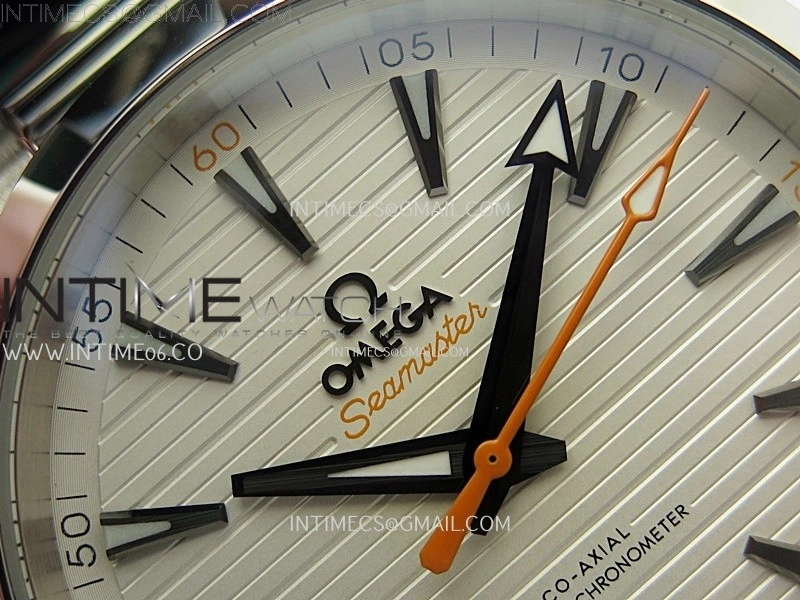 Aqua Terra 150M Master Chronometers N1F Best Edition White Textured Dial Orange Second Hand on SS Bracelet A8900