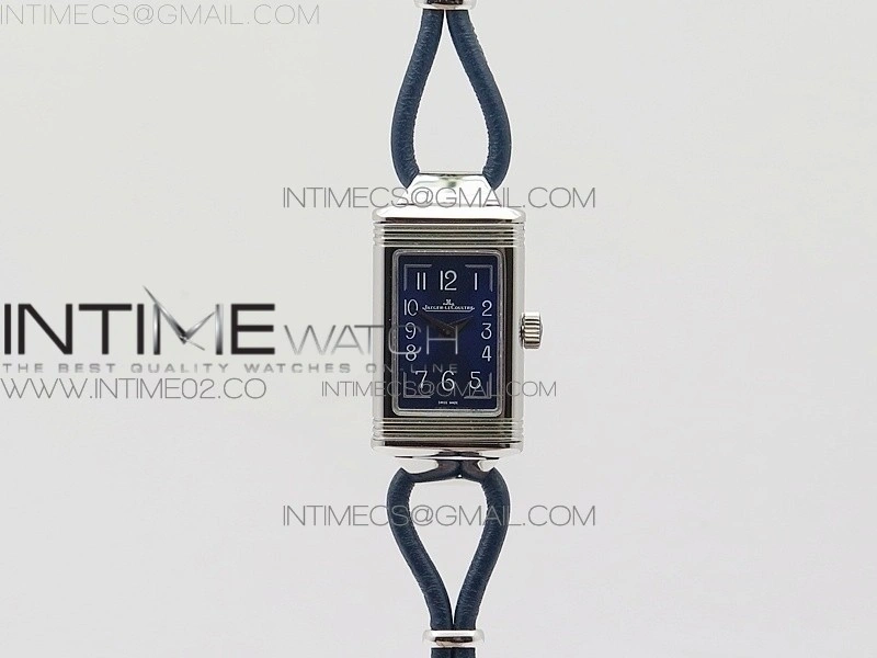 Reverso Ultra Thin Duoface SS SWF Blue Dial on Line Blue Leather Strap Ronda Quartz