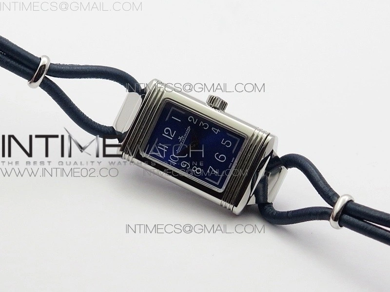 Reverso Ultra Thin Duoface SS SWF Blue Dial on Line Blue Leather Strap Ronda Quartz