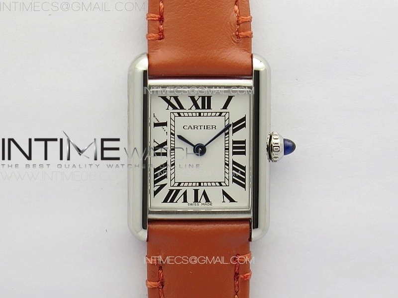 Tank Louis Ladies 22mm SS 8848F 1:1 Best Edition White Dial on Orange Leather Strap Ronda Quartz
