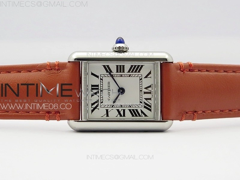 Tank Louis Ladies 22mm SS 8848F 1:1 Best Edition White Dial on Orange Leather Strap Ronda Quartz