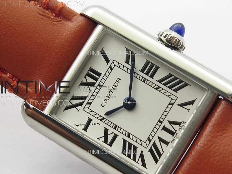 Tank Louis Ladies 22mm SS 8848F 1:1 Best Edition White Dial on Orange Leather Strap Ronda Quartz