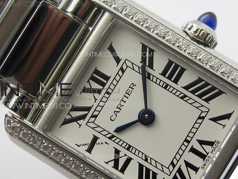 Tank Louis Ladies 22mm SS Dia Bezel 8848F 1:1 Best Edition White Dial on SS Bracelet Ronda Quartz