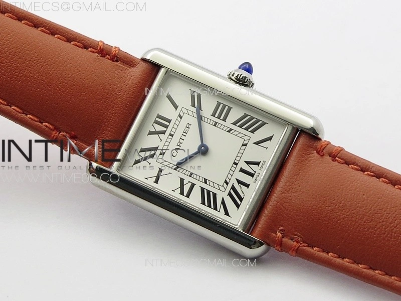Tank Louis Ladies 25mm SS 8848F 1:1 Best Edition White Dial on Orange Leather Strap Ronda Quartz
