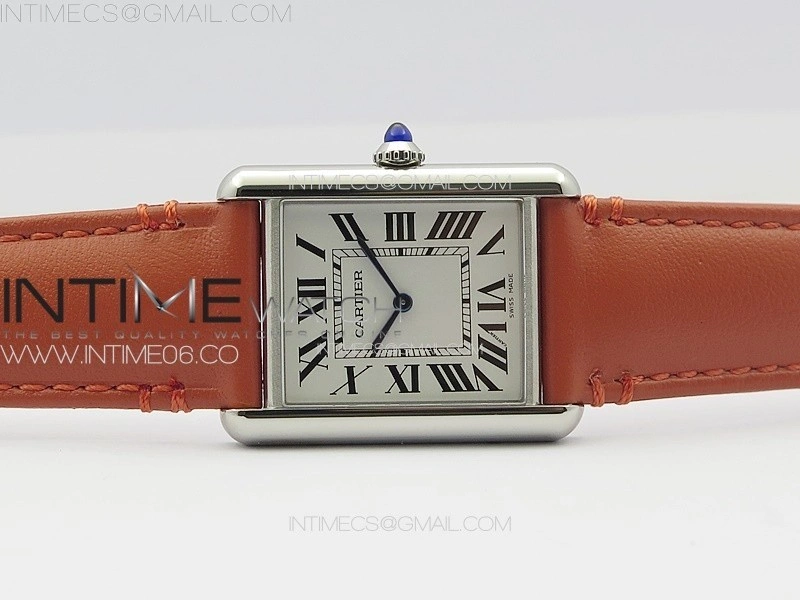 Tank Louis Ladies 25mm SS 8848F 1:1 Best Edition White Dial on Orange Leather Strap Ronda Quartz