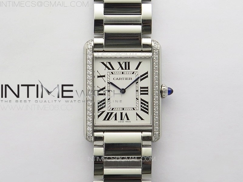 Tank Louis Ladies 25mm SS Dia Bezel 8848F 1:1 Best Edition White Dial on SS Bracelet Ronda Quartz