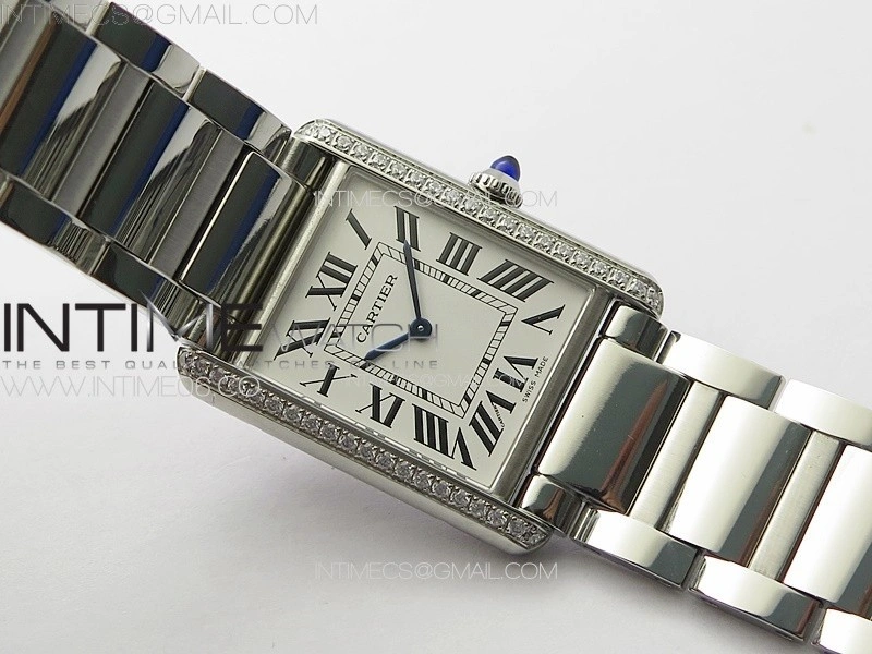 Tank Louis Ladies 25mm SS Dia Bezel 8848F 1:1 Best Edition White Dial on SS Bracelet Ronda Quartz