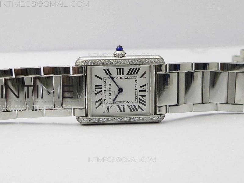 Tank Louis Ladies 25mm SS Dia Bezel 8848F 1:1 Best Edition White Dial on SS Bracelet Ronda Quartz