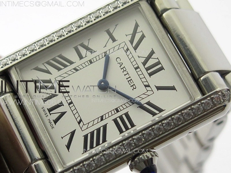 Tank Louis Ladies 25mm SS Dia Bezel 8848F 1:1 Best Edition White Dial on SS Bracelet Ronda Quartz