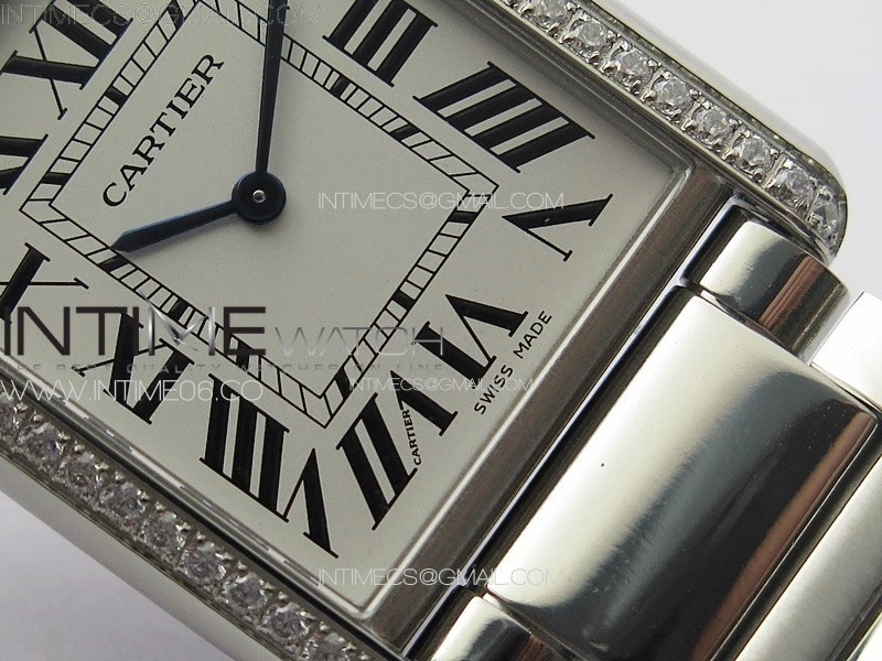 Tank Louis Ladies 25mm SS Dia Bezel 8848F 1:1 Best Edition White Dial on SS Bracelet Ronda Quartz