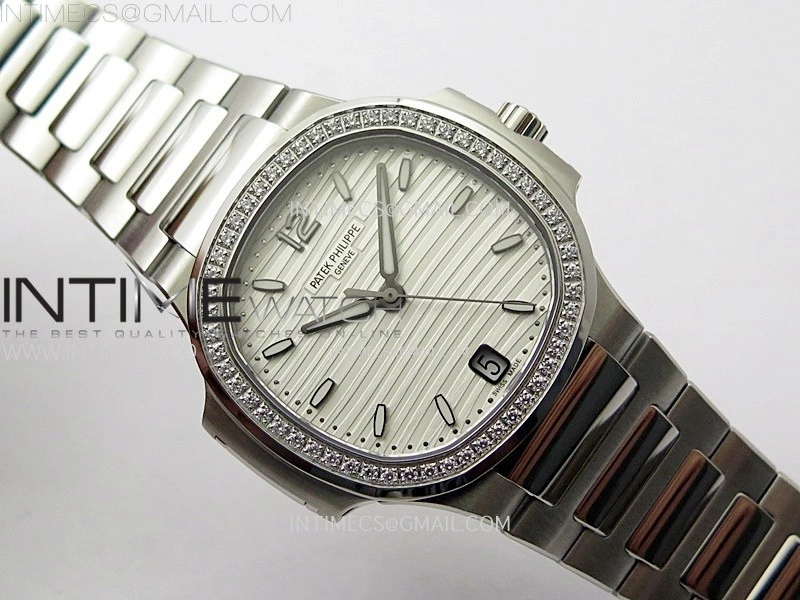 Nautilus 7118 New Version Ladies Diamonds Bezel PPF 1:1 Best Edition White Dial on SS Bracelet A324 Super Clone