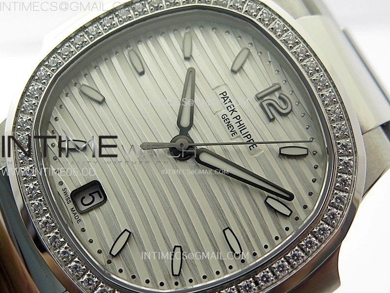 Nautilus 7118 New Version Ladies Diamonds Bezel PPF 1:1 Best Edition White Dial on SS Bracelet A324 Super Clone
