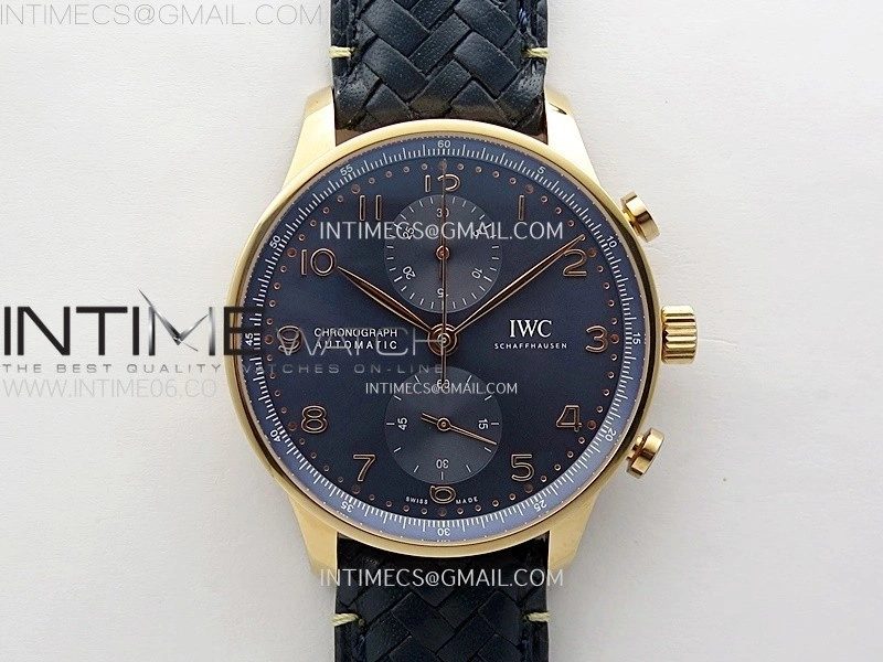 Portuguese Chrono IW371614 RG ZF 1:1 Best Edition Blue Dial on Blue Leather Strap A69355