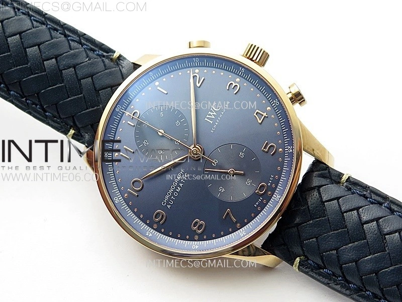 Portuguese Chrono IW371614 RG ZF 1:1 Best Edition Blue Dial on Blue Leather Strap A69355
