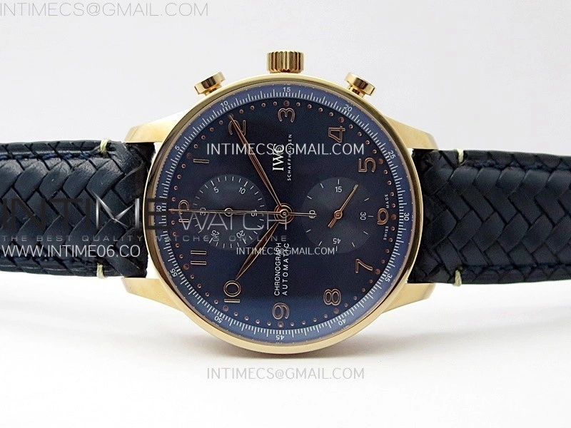 Portuguese Chrono IW371614 RG ZF 1:1 Best Edition Blue Dial on Blue Leather Strap A69355