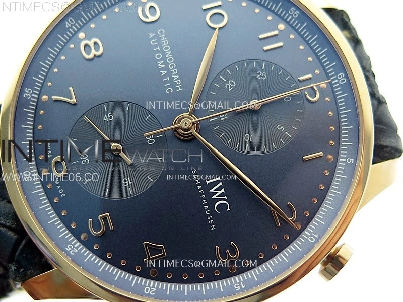 Portuguese Chrono IW371614 RG ZF 1:1 Best Edition Blue Dial on Blue Leather Strap A69355