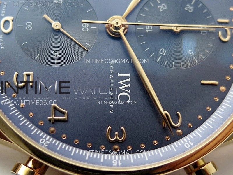 Portuguese Chrono IW371614 RG ZF 1:1 Best Edition Blue Dial on Blue Leather Strap A69355