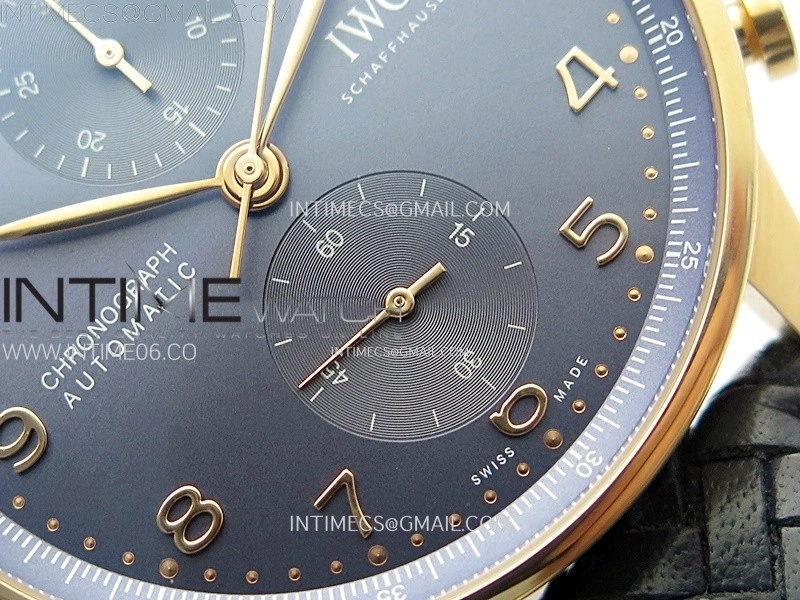 Portuguese Chrono IW371614 RG ZF 1:1 Best Edition Blue Dial on Blue Leather Strap A69355