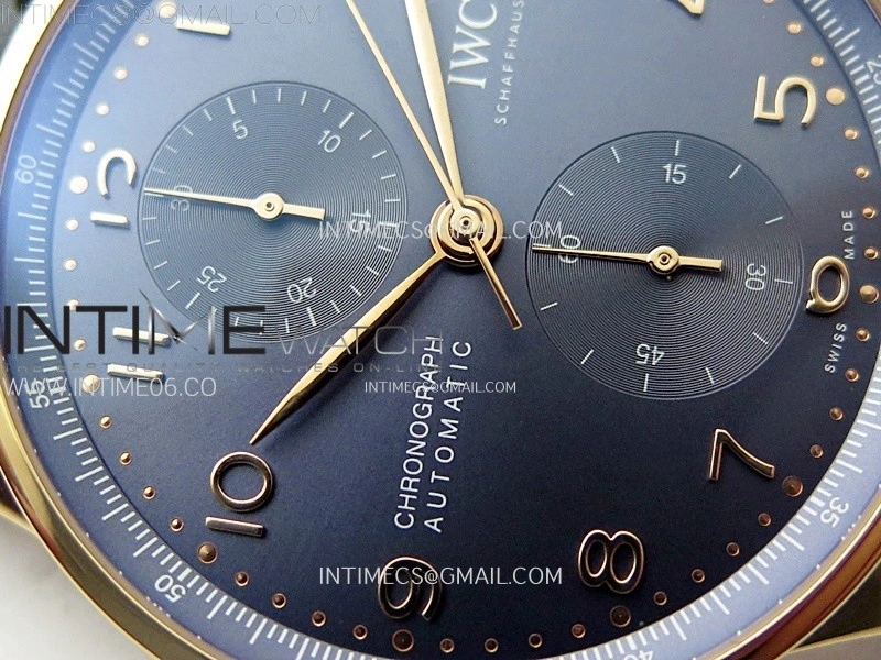 Portuguese Chrono IW371614 RG ZF 1:1 Best Edition Blue Dial on Blue Leather Strap A69355