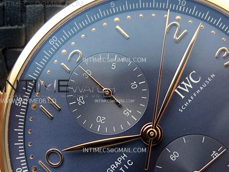 Portuguese Chrono IW371614 RG ZF 1:1 Best Edition Blue Dial on Blue Leather Strap A69355