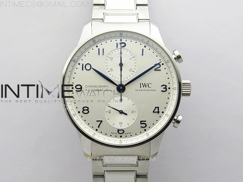 Portuguese IW371617 ZF 1:1 Best Edition SS White Dial Blue Markers on SS Bracelet A96355