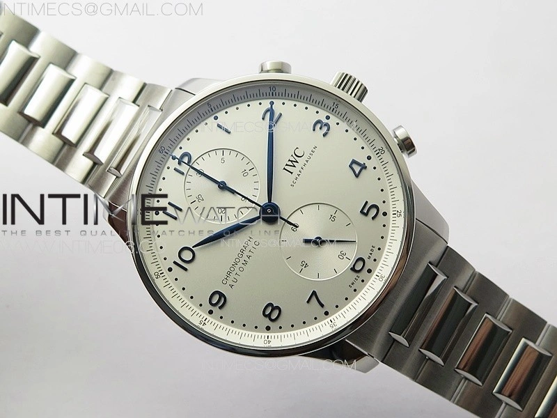 Portuguese IW371617 ZF 1:1 Best Edition SS White Dial Blue Markers on SS Bracelet A96355