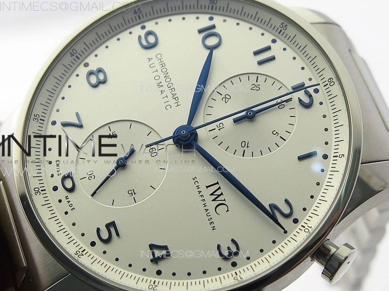 Portuguese IW371617 ZF 1:1 Best Edition SS White Dial Blue Markers on SS Bracelet A96355