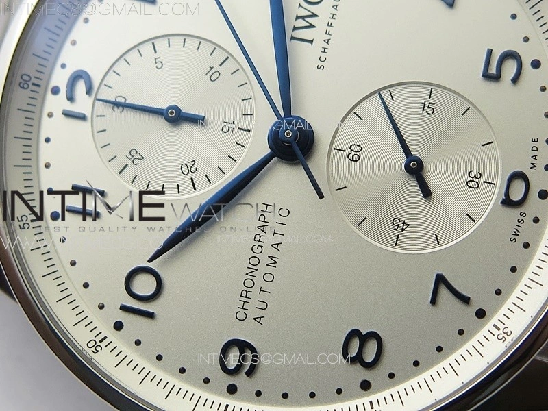 Portuguese IW371617 ZF 1:1 Best Edition SS White Dial Blue Markers on SS Bracelet A96355