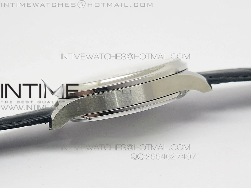 Portuguese Tourbillon SS AXF White Dial Sliver Numbers moonphase on Black Leather Strap