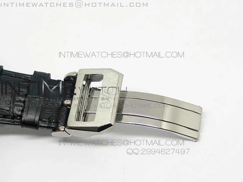 Portuguese Tourbillon SS AXF White Dial Sliver Numbers moonphase on Black Leather Strap