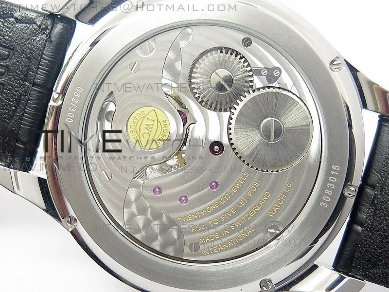 Portuguese Tourbillon SS AXF White Dial Sliver Numbers moonphase on Black Leather Strap