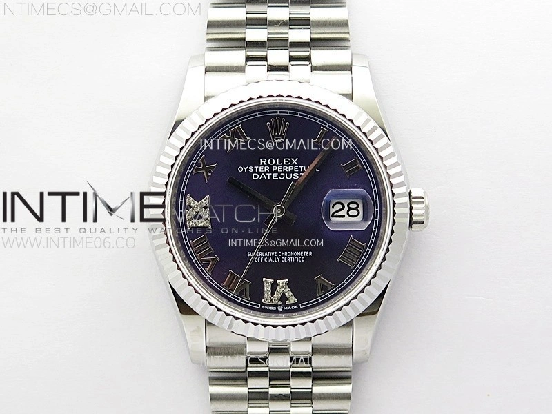 DateJust 36MM 126234 SS APSF 1:1 Best Edition Aubergine Purple Diamond Roman Markers on SS Jubilee Bracelet SA3235