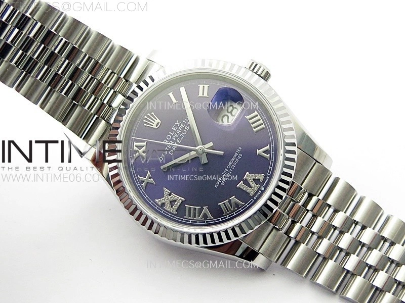 DateJust 36MM 126234 SS APSF 1:1 Best Edition Aubergine Purple Diamond Roman Markers on SS Jubilee Bracelet SA3235