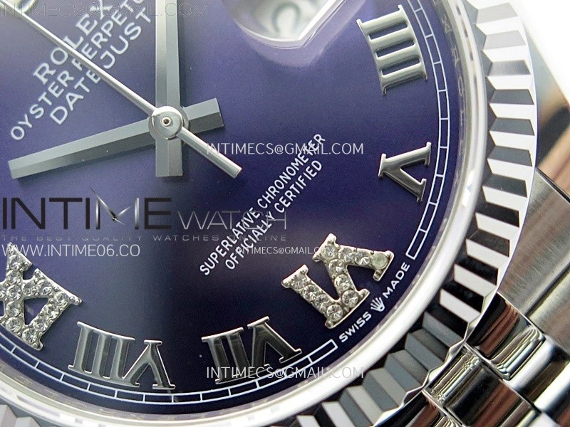 DateJust 36MM 126234 SS APSF 1:1 Best Edition Aubergine Purple Diamond Roman Markers on SS Jubilee Bracelet SA3235