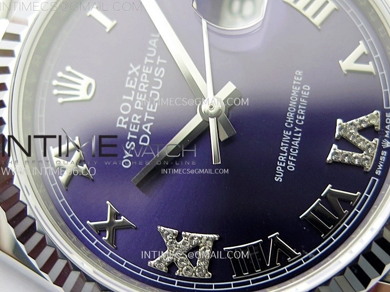 DateJust 36MM 126234 SS APSF 1:1 Best Edition Aubergine Purple Diamond Roman Markers on SS Jubilee Bracelet SA3235