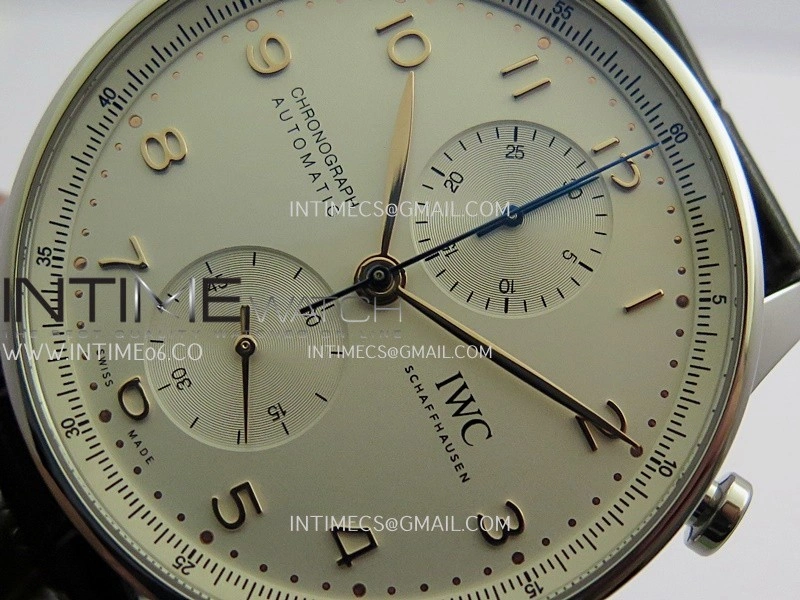 Portuguese Chrono IW371604 SS APSF 1:1 Best Edition Silver Dial RG Marker On Black Leather Strap Asian Super Clone 69355