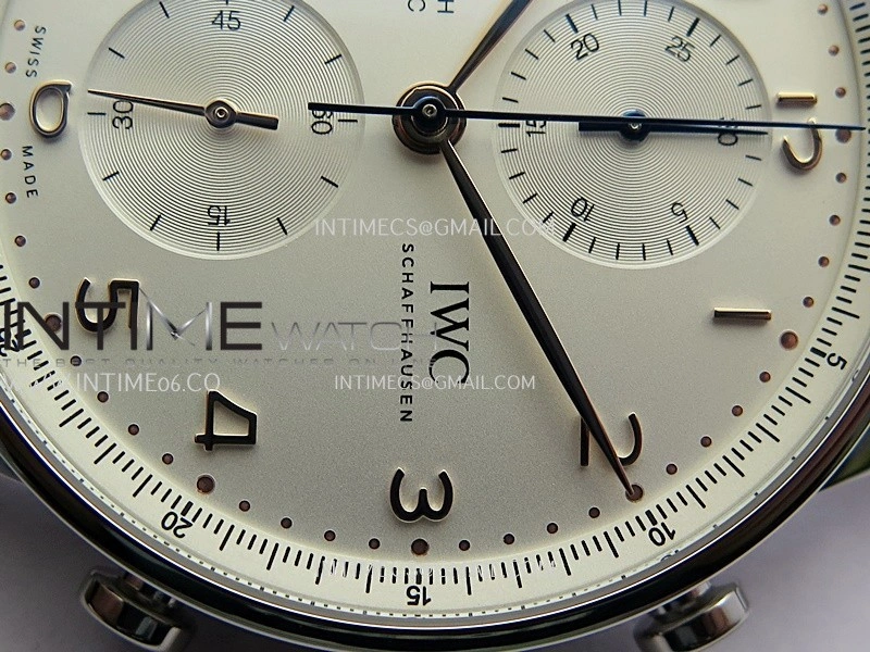 Portuguese Chrono IW371604 SS APSF 1:1 Best Edition Silver Dial RG Marker On Black Leather Strap Asian Super Clone 69355